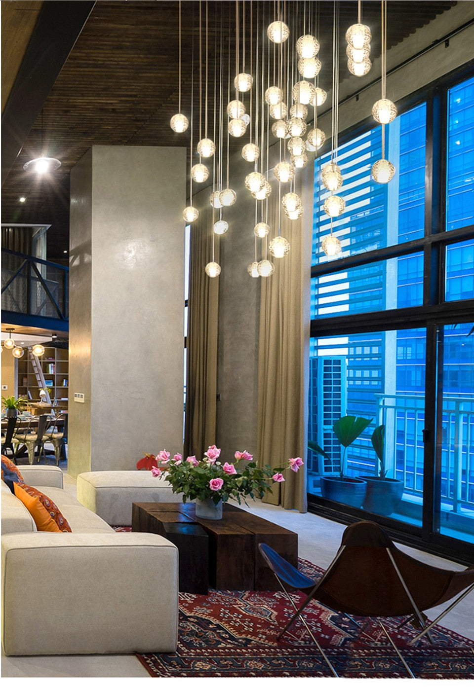 Crystal Spheres Cascade Chandelier
