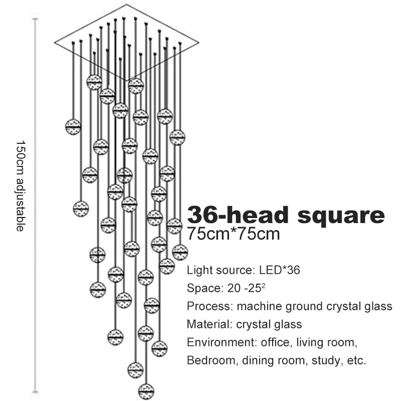 Crystal Spheres Cascade Chandelier