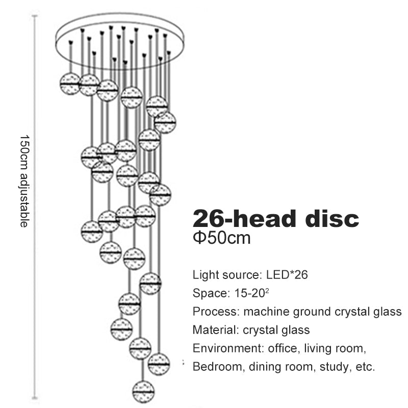Crystal Spheres Cascade Chandelier