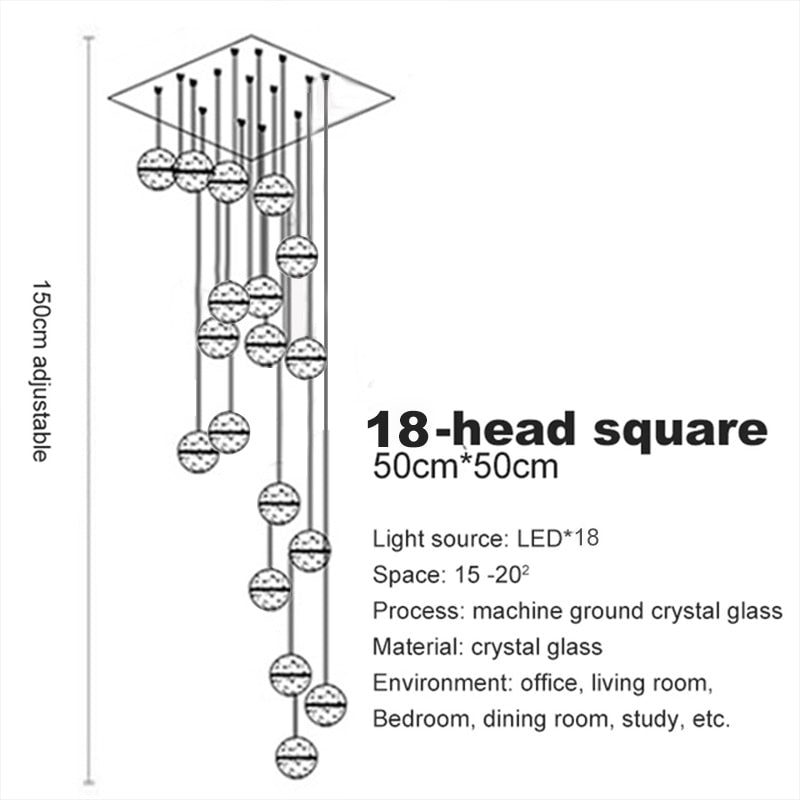 Crystal Spheres Cascade Chandelier