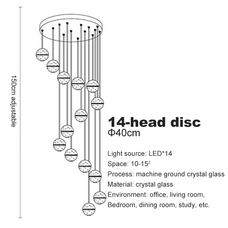Crystal Spheres Cascade Chandelier