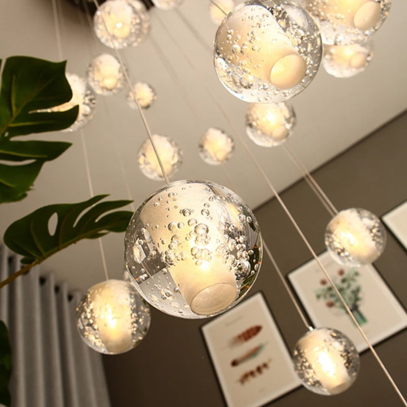 Crystal Spheres Cascade Chandelier