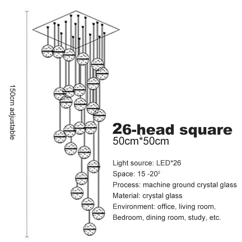 Crystal Spheres Cascade Chandelier