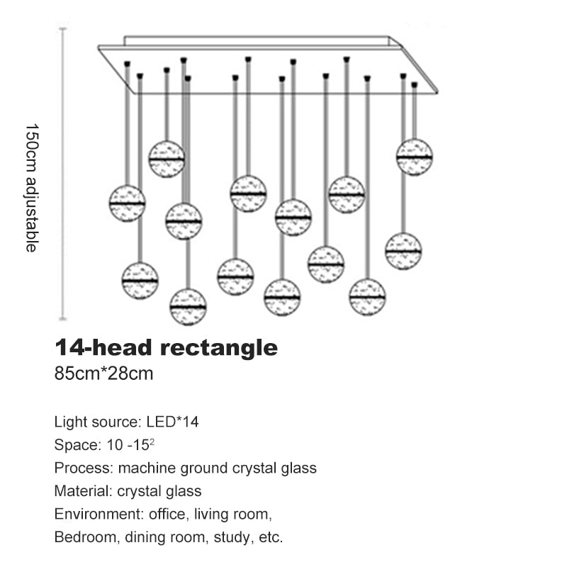 Crystal Spheres Cascade Chandelier