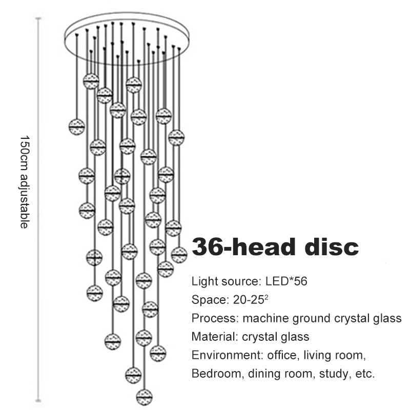 Crystal Spheres Cascade Chandelier