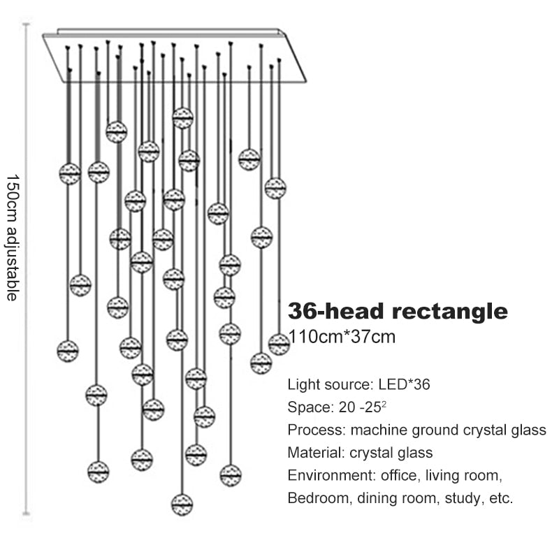 Crystal Spheres Cascade Chandelier