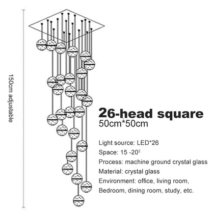 Crystal Spheres Cascade Chandelier