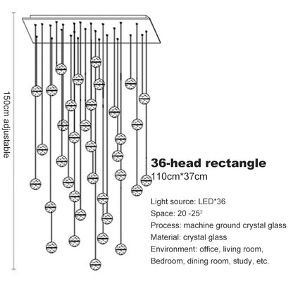 Crystal Spheres Cascade Chandelier